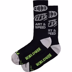Troy Lee Designs Worldwide Perfomance Chaussettes, noir-gris, taille S M pour Hommes - Vue supplémentaire 2