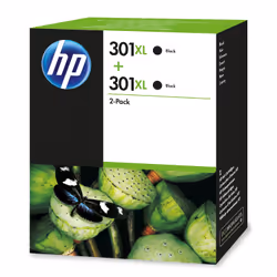 HP 301XL pack de 2 cartouches d'encre grande capacité noire authentiques, Rendement élevé (XL), Encre à pigments, 960 pages,  ...