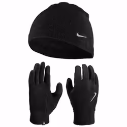 Nike Unisexe - Adulte N.100.2579.082.2S Casquette & Gants Noir-Noir-Argent--Taille Unique