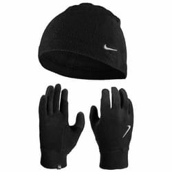 Nike Unisexe - Adulte N.100.2579.082.2S Casquette & Gants Noir-Noir-Argent--Taille Unique