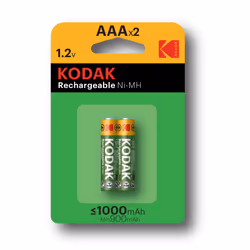 Kodak 30955042, Batterie rechargeable, AAA, Hybrides nickel-métal (NiMH), 1,2 V, 2 pièce(s), 1000 mAh