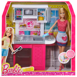 Barbie Doll and Deluxe Kitchen, Femelle, 3 an(s), Fille, Multicolore