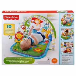 Mattel 3-in-1 Musical Activity Gym, Tapis de gymnastique pour bébé, Barre d'activités, Sonore, Multicolore