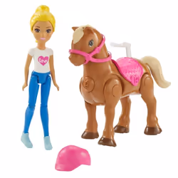Barbie On The Go Caramel Pony and Doll, Femelle, 4 an(s), Fille, Multicolore