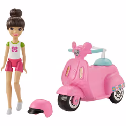 Barbie On The Go Pink Scooter and Doll