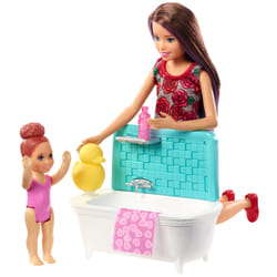 Mattel Barbie - Coffret Babysitter Heure Du Bain - Coffret Poupée Mannequin