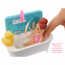 Mattel Barbie - Coffret Babysitter Heure Du Bain - Coffret Poupée Mannequin - Vue supplémentaire 5