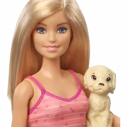 Barbie et le Bain des Chiots blonde - Poupée Mannequin - 3 ans et +