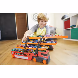 Hot Wheels City - Méga Transporteur Rouge 50Ème