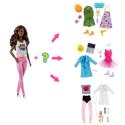 Mattel Barbie - Métiers Surprises (Brune) - Poupée Mannequin