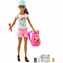 Barbie Hiking Doll, Brunette, with Puppy, Poupée mannequin, Femelle, 3 an(s), Garçon/Fille, Multicolore