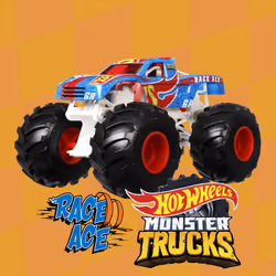 Hot Wheels Monster Trucks Oversized RACE ACE Vehicle, Monster truck, 3 an(s), Plastique, Métal, Multicolore