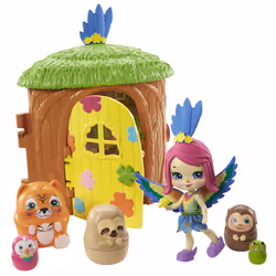 Enchantimals Maison Perroquet & Animaux Surprises, Mini poupée, Femelle, 4 an(s), Fille, 90 mm, Multicolore