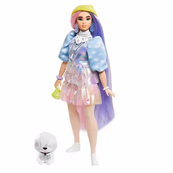 Barbie Extra Doll #2 in Shimmery Look with Pet Puppy, Poupée mannequin, Femelle, 3 an(s), Fille, 215,9 mm, Multicolore