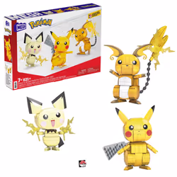MEGA Pokémon Trio Évolution Pikachu, Jeu de construction, 7 an(s), Plastique, 621 pièce(s), 933 g
