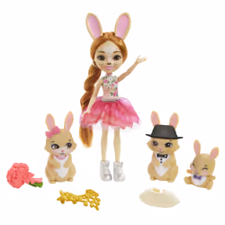 Royal Enchantimals Brystal Lapin &amp; Lapereaux, Poupée mannequin, Femelle, 4 an(s), Fille, 170 mm, Multicolore