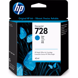 HP 728 cartouche d'encre DesignJet cyan 40 ml, Encre à colorant, 40 ml, 1 pièce(s)