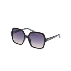 Guess 7921-H Lunettes de soleil pour femme de forme géométrique – Couleur 01B Noir brillant avec verres dégradés de couleur fumée