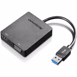 Lenovo Universal USB 3.0 to VGA/HDMI, USB Type-A, Femelle, Mâle, Noir, CB, FCC, ICES, CE-EMC, C-tick, VCCI, BSMI-EMC, KC, -5  ...