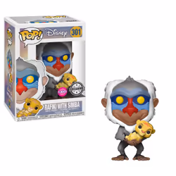 FUNKO Pop! Vinyl: Disney: The Lion King: Rafiki W/ Baby Simba (Flocked), Figurine à collectionner, Film et série TV