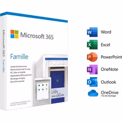 Microsoft 365 Famille - 6 utilisateurs - PC ou Mac - Abonnement 1 an