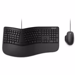 Microsoft Ergonomic Desktop, Taille réelle (100 %), USB, QWERTZ, Noir, Souris incluse
