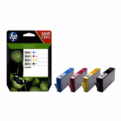 HP 364XL lot de 4 cartouches authentiques d'encre noire/cyan/magenta/jaune grande capacité, Rendement élevé (XL), Encre à pig ...