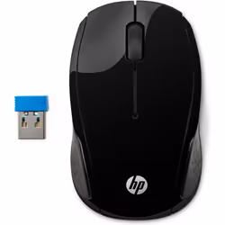 HP Souris sans fil 200, Ambidextre, Optique, RF sans fil, 1000 DPI, Noir