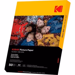 Pack 50 feuilles de papier photo brillante Kodak pour imprimante à jet d'encre - TU