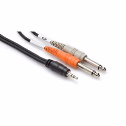 Hosa Technology CMP-153, 3,5mm, Mâle, 2 x 6,35 mm TS, Mâle, 0,91 m, Noir, Gris, Orange
