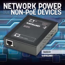 Intellinet 560443 séparateur voix-données Noir Connexion Ethernet, supportant l'alimentation via ce port (PoE)