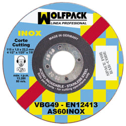 Disque à tronçonner abrasif en acier inoxydable 115x1,6x22,2 mm.