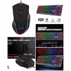 Pack GAMER 2 en 1 - ADVANCE - PRO-GTA250 - Souris 4800DPI RGB - Clavier Semi Mécanique RGB - Anti-Ghosting