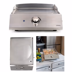 Plancha électrique - INOX - Professionnelle - 2800W - Thermostat ajustable - Grande surface 43x35cm