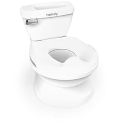 INGENUITY Mini Toilette enfant avec Réducteur de Toilette inclus, Chasse d'eau musicale et rangement lingette intégré blanc
