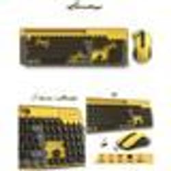 Pack Clavier et Souris sans fil - PEPS - Wireless Desktop ADVANCE - Jaune et Noir - 105 touches - 5 multimédias