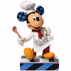 Figurine Collection Mickey Chef Résine aspect bois Hauteur 15 cm - Largeur 10 cm - Profondeur 6 cm