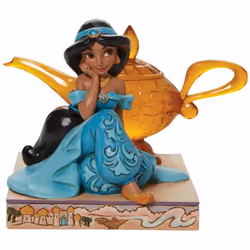 Figurine collection Jasmine - Lampe du Génie Résine aspect bois Hauteur 12 cm - Largeur 16 cm - Profondeur 10 cm Peinte à la  ...