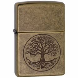Zippo couleur Laiton Arbre de vie gravé Véritable briquet Zippo fabriqué aux USA Rechargeable Livré vide Garantie à vie En mé ...