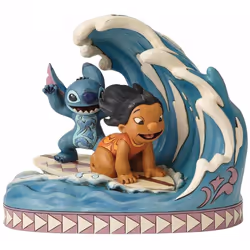 Petite Statuette de collection Lilo et Stitch Hauteur 17 cm - Largeur 20 cm - Profondeur 13 cm Résine aspect bois Peinte à la ...