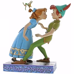 Figurine de collection Peter Pan et Wendy En résine aspect Bois Hauteur 19 cm - Largeur 17 cm - Profondeur 11 cm