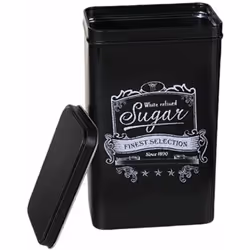 Boite métallique pour le Sucre noire En métal Dim : 19 x 11 x 7 cm