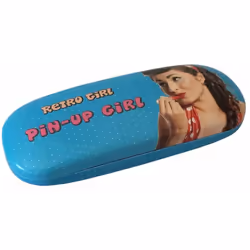 Boite à lunettes Rétro bleu Etui rigide en pvc Dim : 16.5 x 6.5 x 3.5 cm