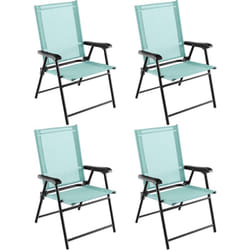 Costway - Lot de 4 Chaises de Jardin Pliables en Textilène Respirant Chaises de Camping avec Verrou de sécurité et Dossier Haut Vert