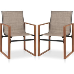 Costway - Lot de 2 Chaises de Jardin Exterieur, Chaises de Salle à Manger, 4 Coussinets Réglables, Tissu Teslin Respirant, Fauteuil Confortable pour