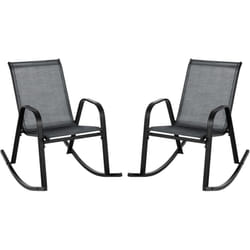 Costway - Chaise de Jardin à Bascule Lot de 2, Fauteuil à Bascule avec Accoudoirs, Cadre en Métal, Rocking Chair Ergonomique pour Jardin, Piscine, 91