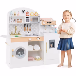 À propos de cet article 【Machine à Café Interactive】La cuisine en bois enfant comprend une machine à café détaillée où les en ...