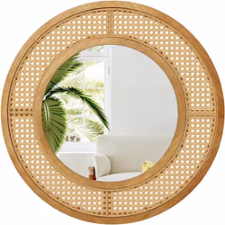 À propos de cet article 【Décoration en Rotin Exquise】Contrairement aux autres miroirs, ce miroir mural est décoré avec du rot ...