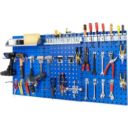 Organiseur Mural en Panneau Perforé, Kit de Rangement d'Outils en Métal avec 3 Panneaux Perforés 28 Accessoires de Suspension, Porte-outils Fixé au