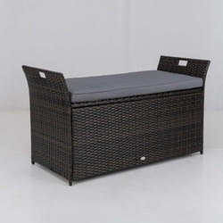 Costway - Coffre de Rangement en Rotin pe 260L, Boîte de Rangement Intérieur/Extérieur avec Coussin Couvercle Accueillir Jusqu'à 2 Personnes, pour
